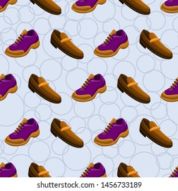 Shoes Flat Color Background Seamless Pattern
