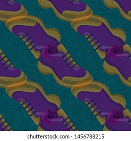 Shoes Flat Color Background Seamless Pattern