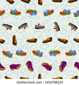 Shoes Flat Color Background Seamless Pattern