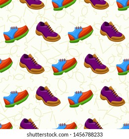 Shoes Flat Color Background Seamless Pattern