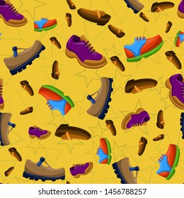 Shoes Flat Color Background Seamless Pattern