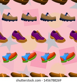 Shoes Flat Color Background Seamless Pattern