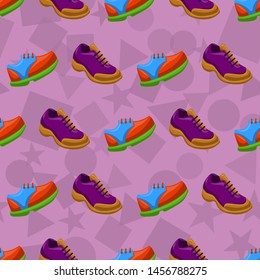 Shoes Flat Color Background Seamless Pattern