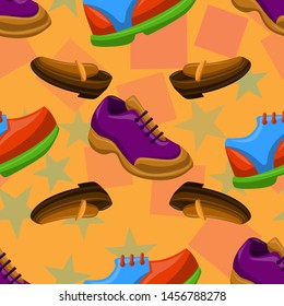 Shoes Flat Color Background Seamless Pattern