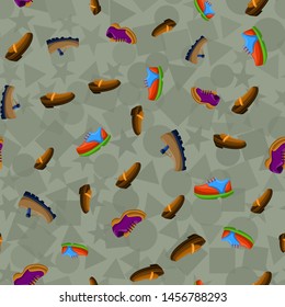 Shoes Flat Color Background Seamless Pattern