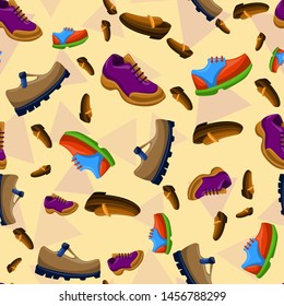 Shoes Flat Color Background Seamless Pattern