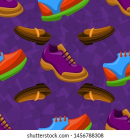 Shoes Flat Color Background Seamless Pattern