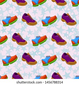 Shoes Flat Color Background Seamless Pattern