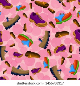 Shoes Flat Color Background Seamless Pattern