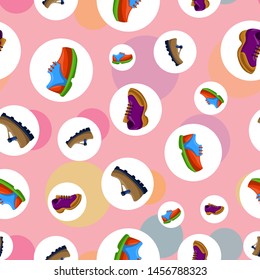 Shoes Flat Color Background Seamless Pattern