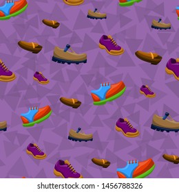 Shoes Flat Color Background Seamless Pattern