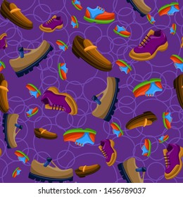 Shoes Flat Color Background Seamless Pattern