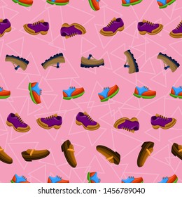 Shoes Flat Color Background Seamless Pattern