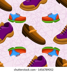 Shoes Flat Color Background Seamless Pattern