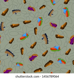 Shoes Flat Color Background Seamless Pattern