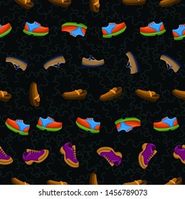 Shoes Flat Color Background Seamless Pattern