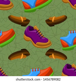 Shoes Flat Color Background Seamless Pattern