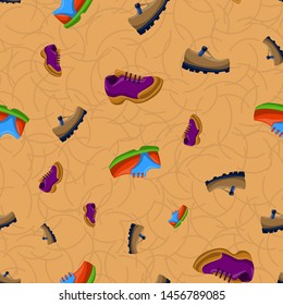 Shoes Flat Color Background Seamless Pattern