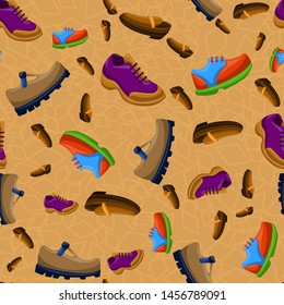 Shoes Flat Color Background Seamless Pattern