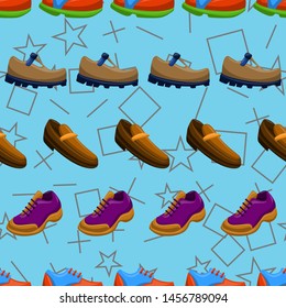 Shoes Flat Color Background Seamless Pattern