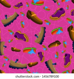 Shoes Flat Color Background Seamless Pattern