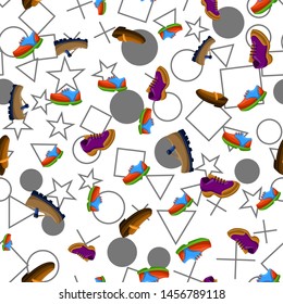 Shoes Flat Color Background Seamless Pattern