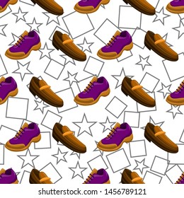 Shoes Flat Color Background Seamless Pattern