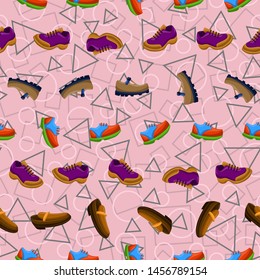 Shoes Flat Color Background Seamless Pattern