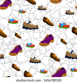 Shoes Flat Color Background Seamless Pattern