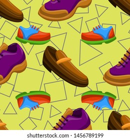 Shoes Flat Color Background Seamless Pattern