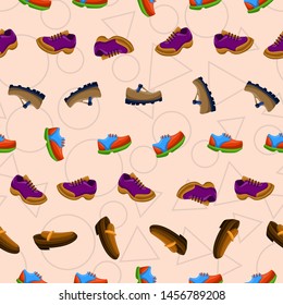 Shoes Flat Color Background Seamless Pattern