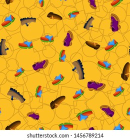 Shoes Flat Color Background Seamless Pattern