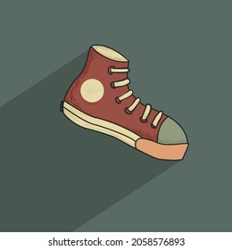 zapatos diseño plano fondo de icono verde marrón vintage