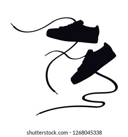 Shoes flat icon with bright colorful running sneakers. Vector illustration isolated on white background.