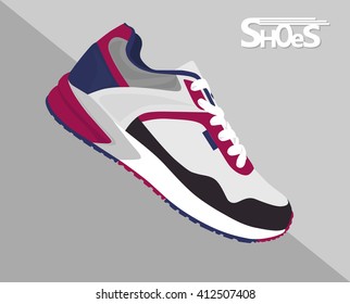 Shoes flat icon with bright colorful running sneakers. Vector 