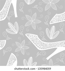 Shoes floral pattern seamless background vector illustration