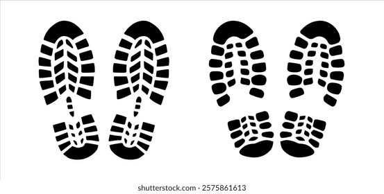 shoes foot printing icon symbol vector illustration. Footprint, Two of footprint icon in black color on white background.
