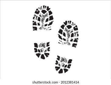 Shoes Footprints human silhouette, isolated on white background. Foot print tread, boots.