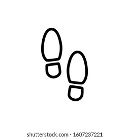 Shoes Footsteps icon vector illustration in outline style on white background 
