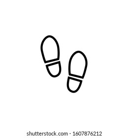 Shoes Footsteps icon vector illustration in outline style on white background 