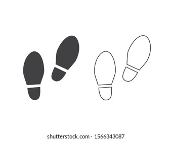 Shoes Footsteps line icon set. Vector illustration