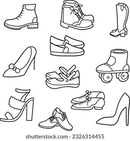 Shoes footwear cartoon hand draw doodle