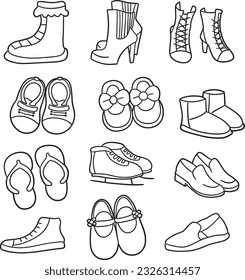 Shoes footwear cartoon hand draw doodle
