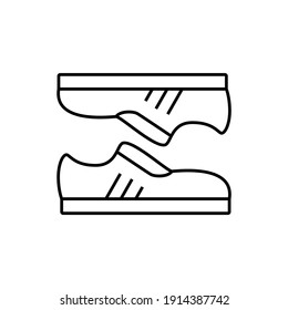 Shoes, footwear icon in flat black line style, isolated on white background 