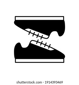 Zapatos, icono del calzado en un icono de glifo de forma plana y negra sólida, aislado en fondo blanco 