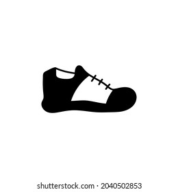 Shoes, footwear icon in solid black flat shape glyph icon, isolated on white background 