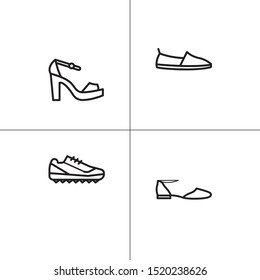 Shoes, footwear lineal icon set
