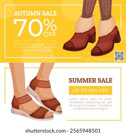 Shoes and Footwear Shop Banner Design Vector Template
