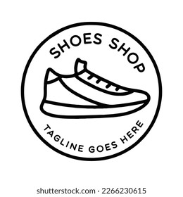 Schuhe Schuhe Shop Monoline Logo Vectorvintage Emblem Design Illustrationszeichen Symbol Symbol Symbol