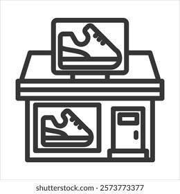 Shoes And Footwear Stores Outline Icon Vector Illustration